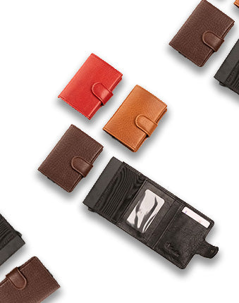 Cartera Papillon de cuero y aluminio, protección RFID/NFC, varios colores, 6 ranuras para tarjetas, duradera, hecha a mano